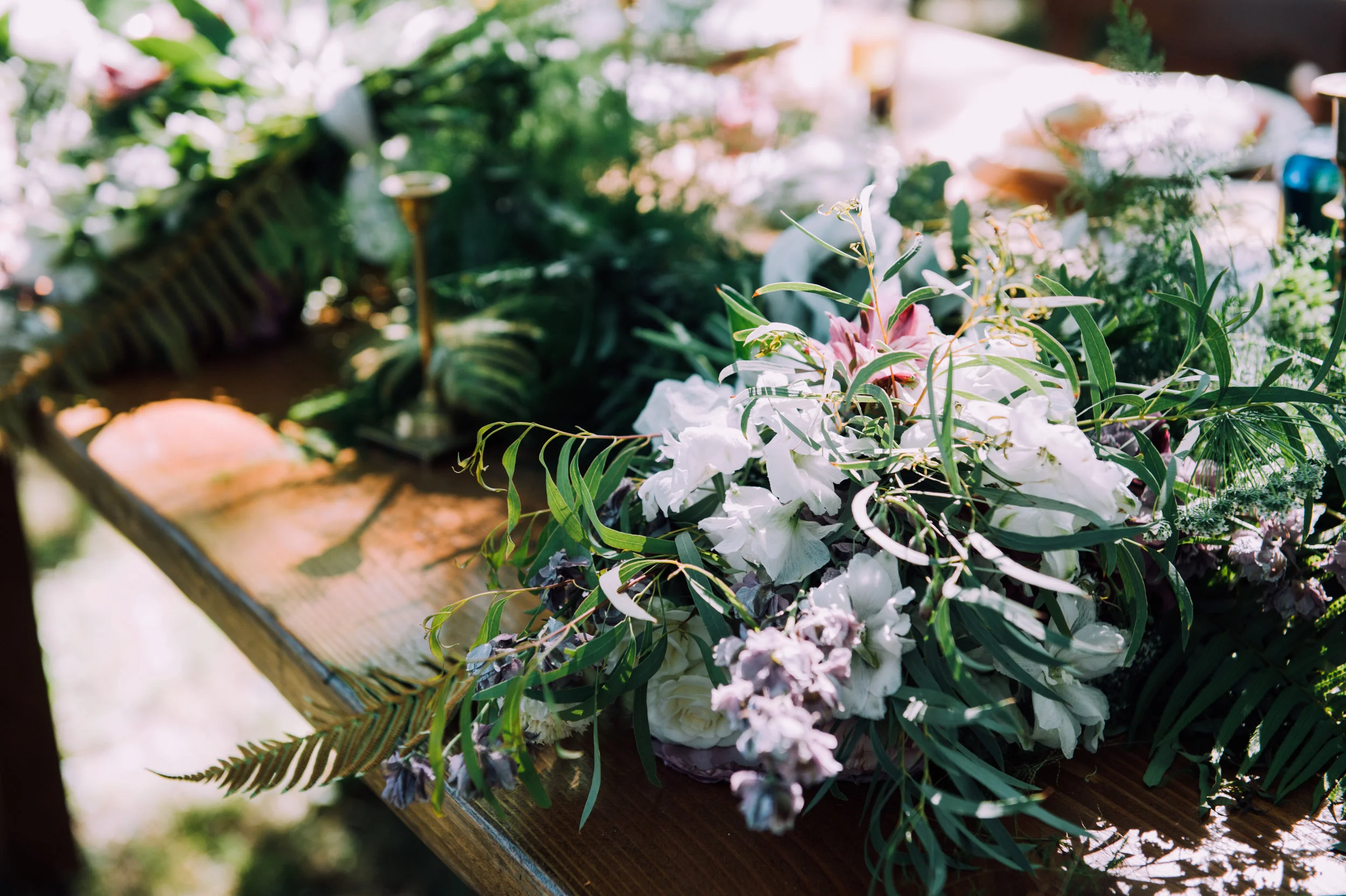 Evergreen Tablescape for Main Table at Wedding 