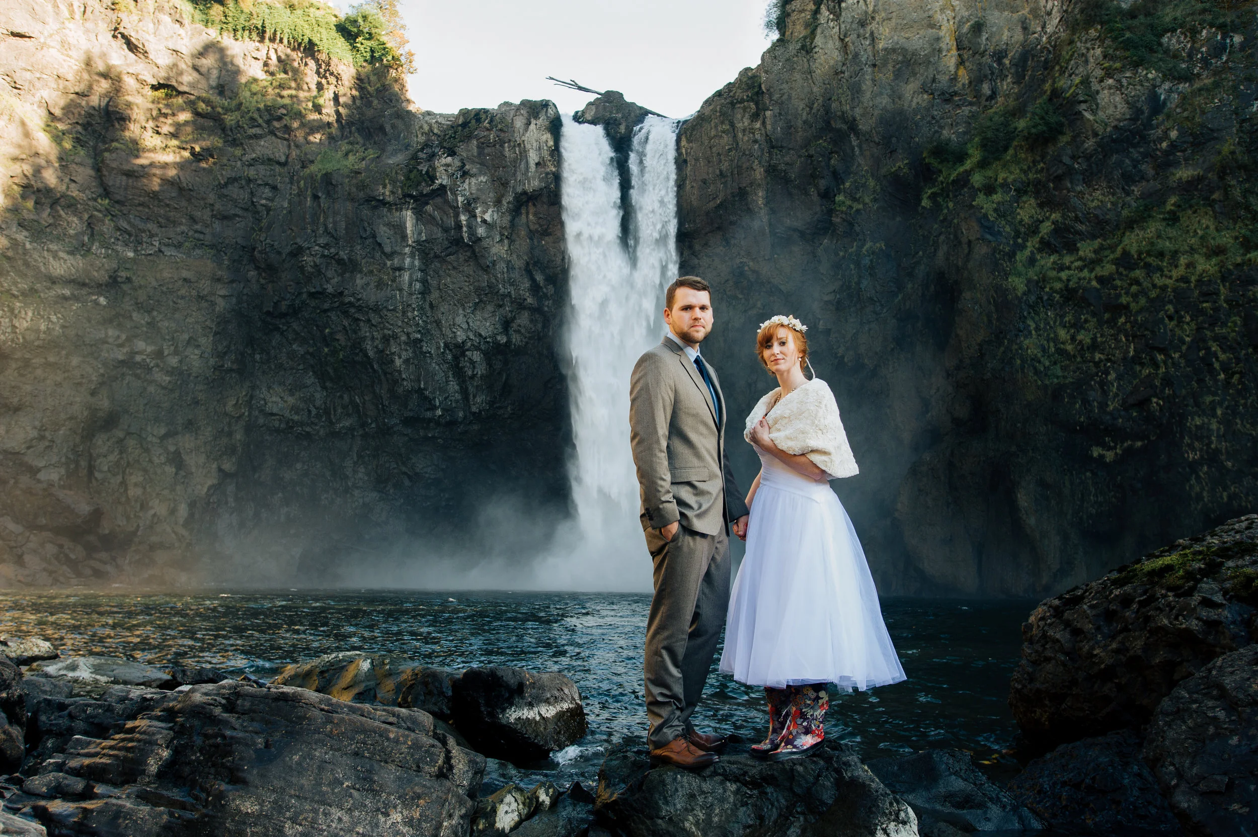 Snoqualmie Falls WaterFall Wedding Ceremony Seattle Photography.