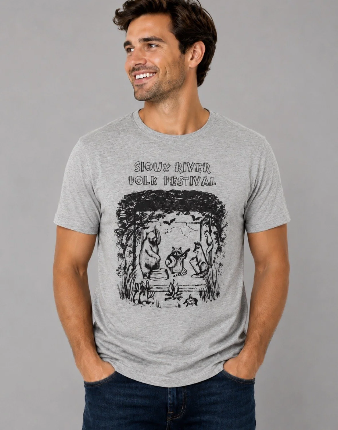 Sioux River Folk Festival Animal Adult T-Shirt