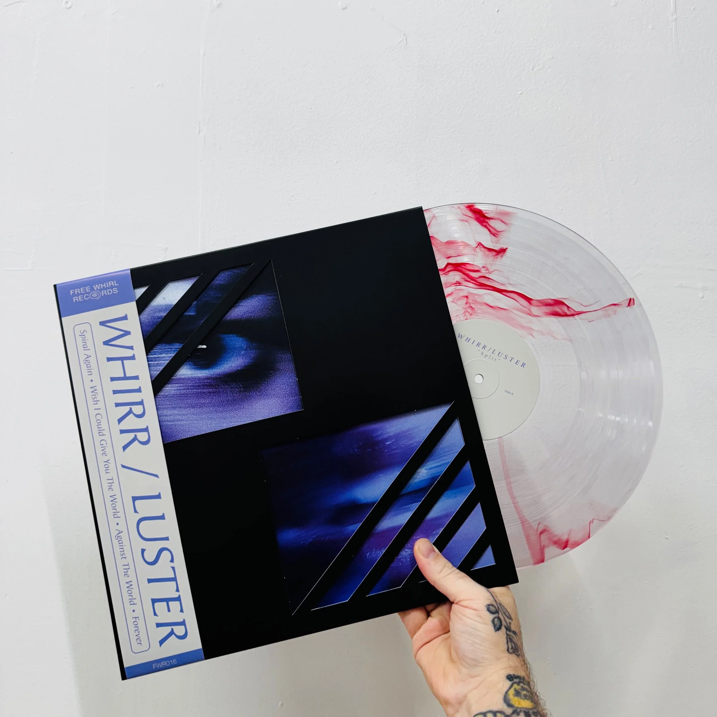 WHIRR & LUSTER - SPLIT 12" [CLEAR & RED MARBLE]