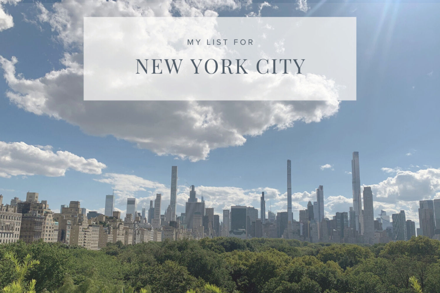 My List for New York City