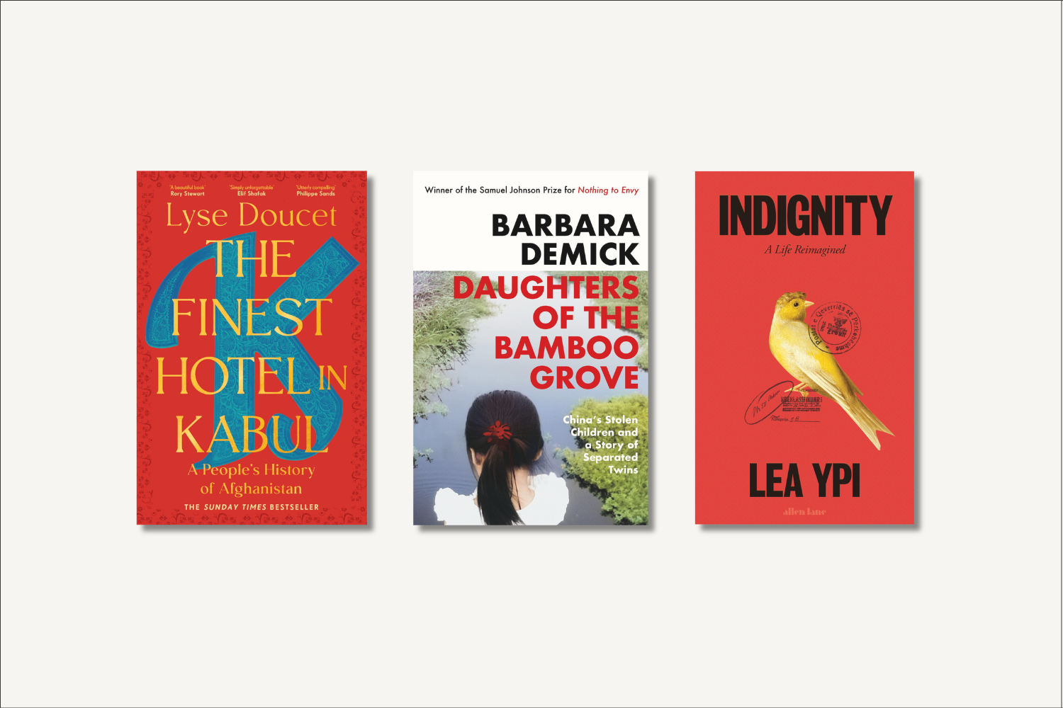 Women's Prize Nonfiction Longlist 2026 - The Finest Hotel in Kabul, Daughters of the Bamboo Grove, Indignity