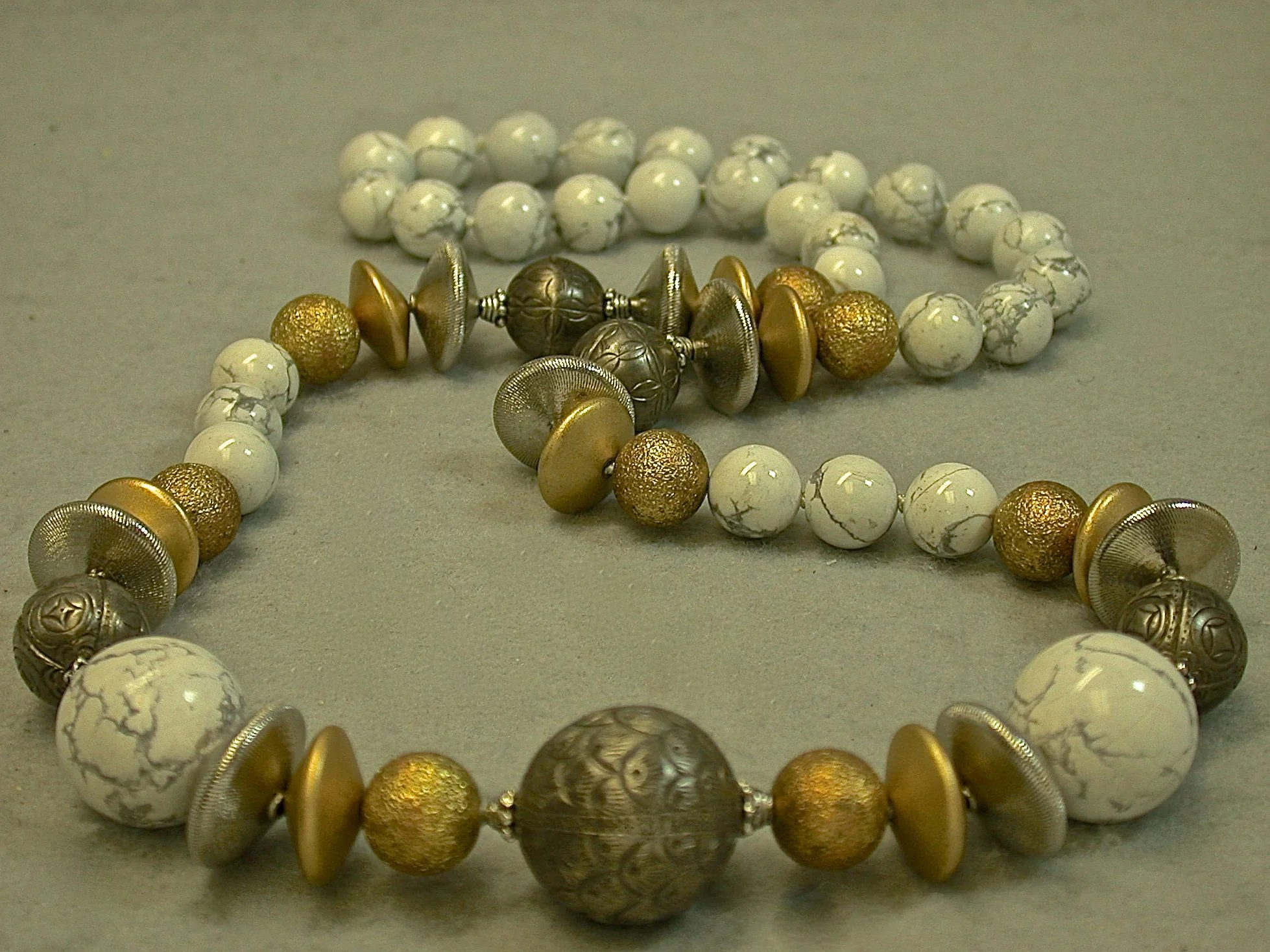 Antiqued Chinese Qing Silver Bead Knotted Necklace