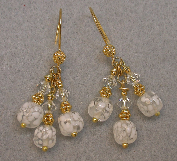   Vintage Japanese Crumb Glass Bead Earrings  
