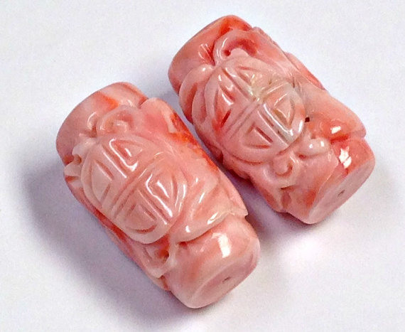   Vintage Carved Angel Skin Coral Beads  