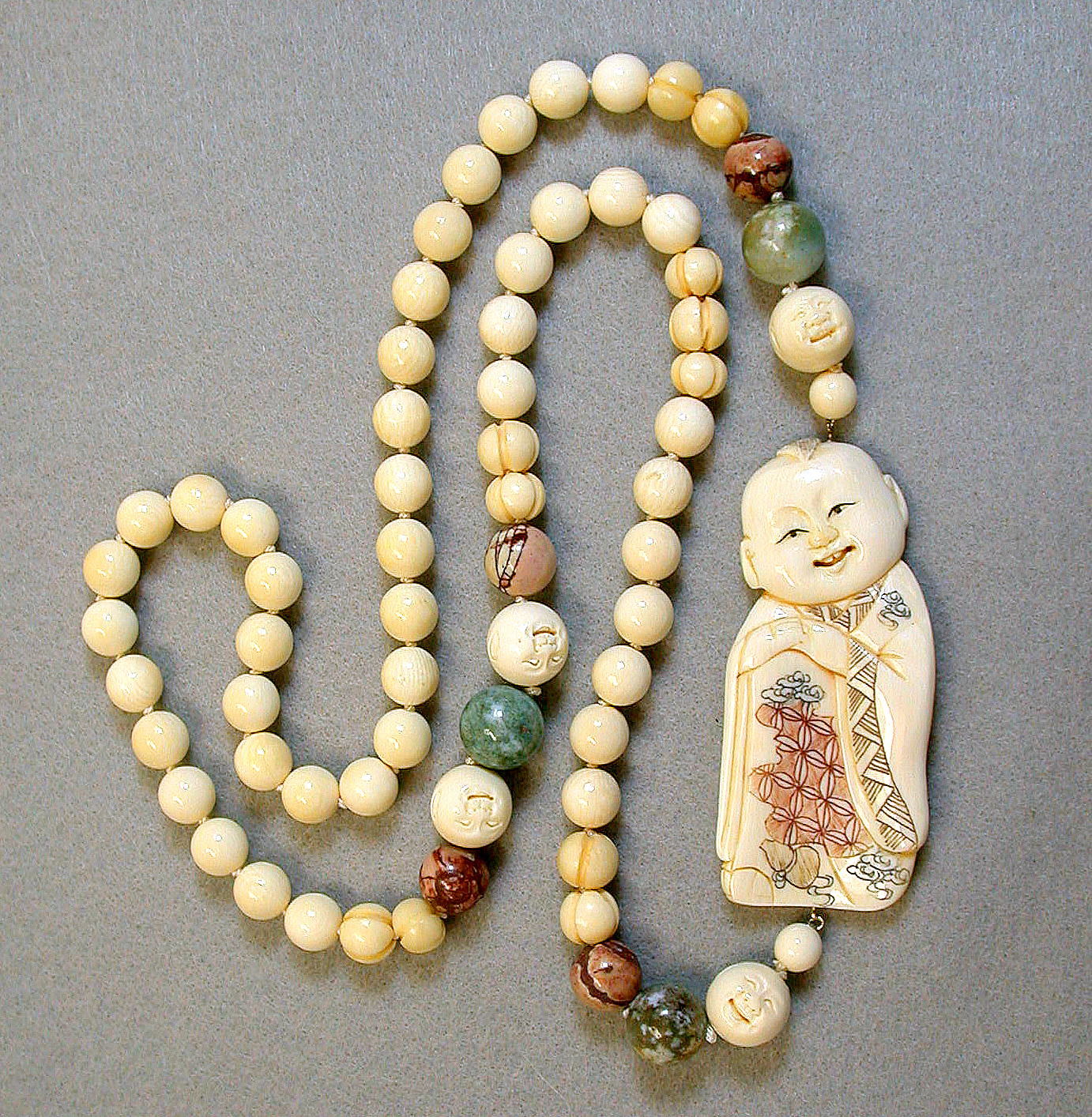 Vintage Pre Ban Ivory Bead Necklace