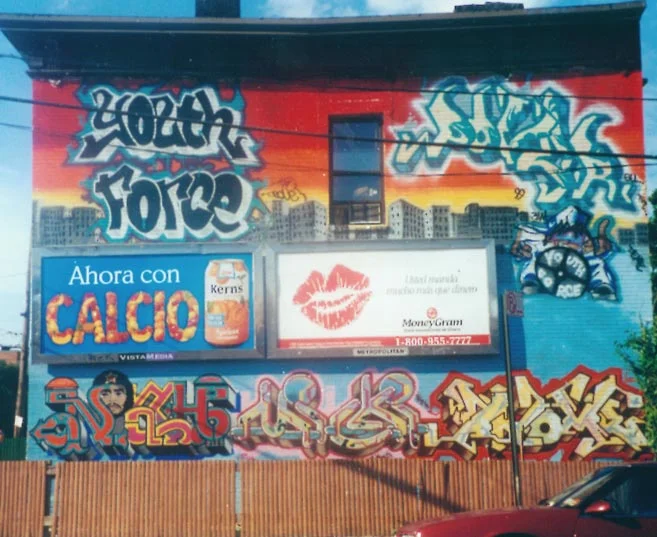 Bronx NYC 1999. Mural for Youth Force. Noah - Mickey - Atome