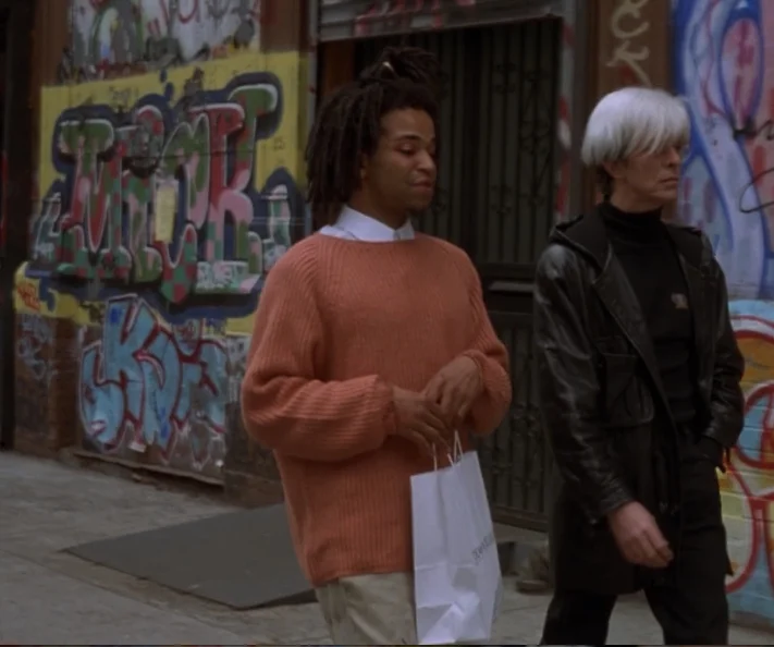  'Basquiat' the movie. 1998. Crosby St. SOHO NYC 1994. 'They pay capitals for everything that says Samo'
