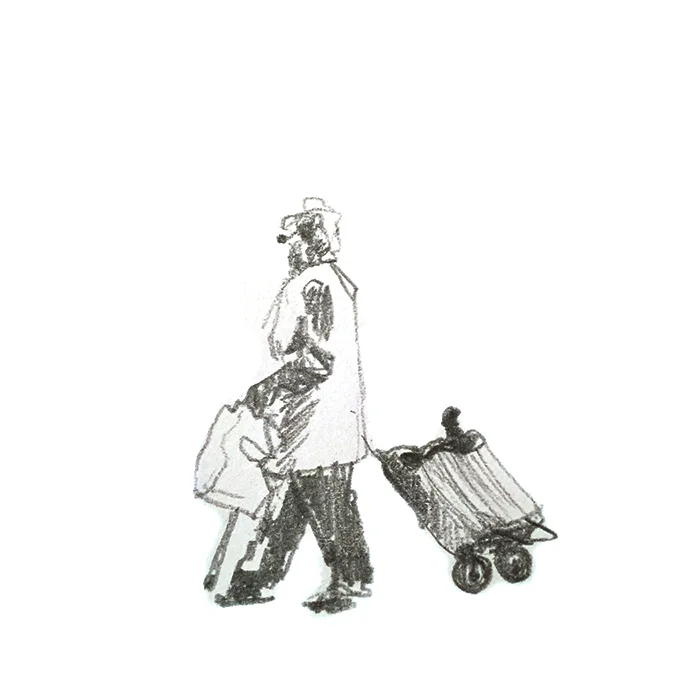 Tiny lady with shopper, 2018
