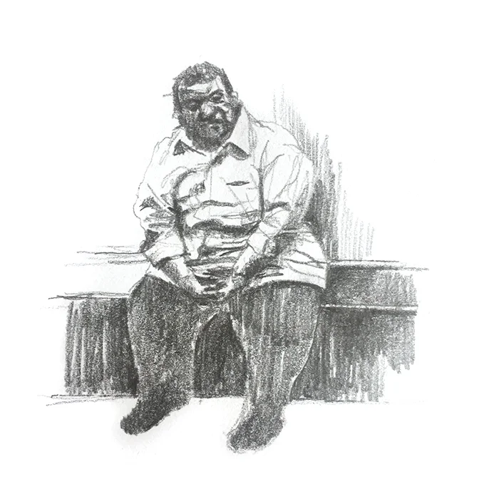 Man on bench, 2018