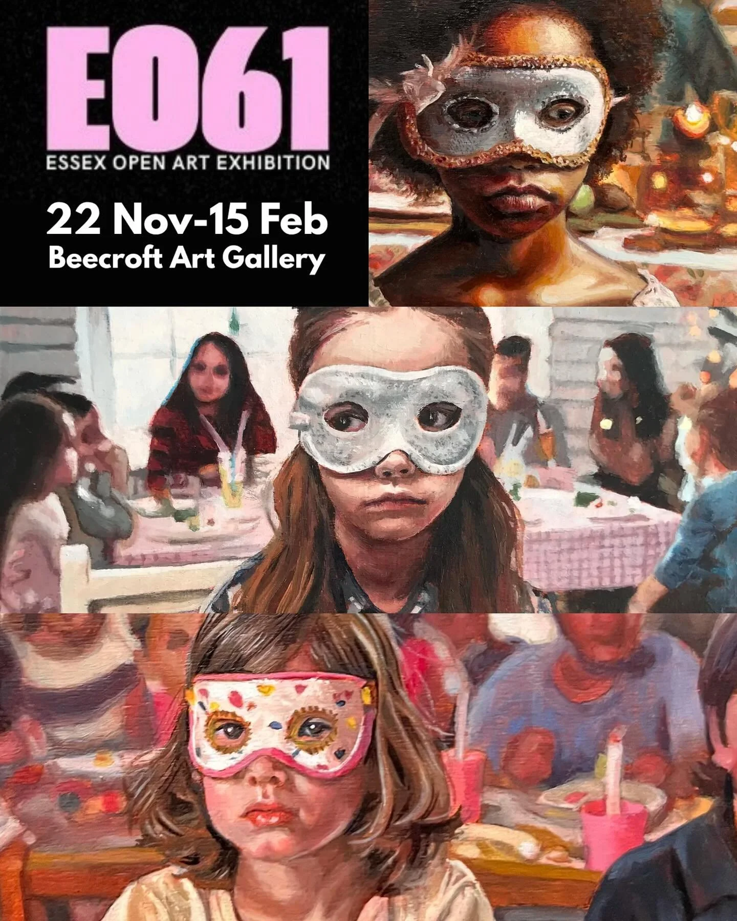 Delighted to have 3 of my &lsquo;Masking&rsquo; paintings selected for this year&rsquo;s #essexopen @beecroftartgallery, this year is the 61st and is the longest running open in the region.

Thank you to the judges Charles Sharman-Cox, Peter Knock &a