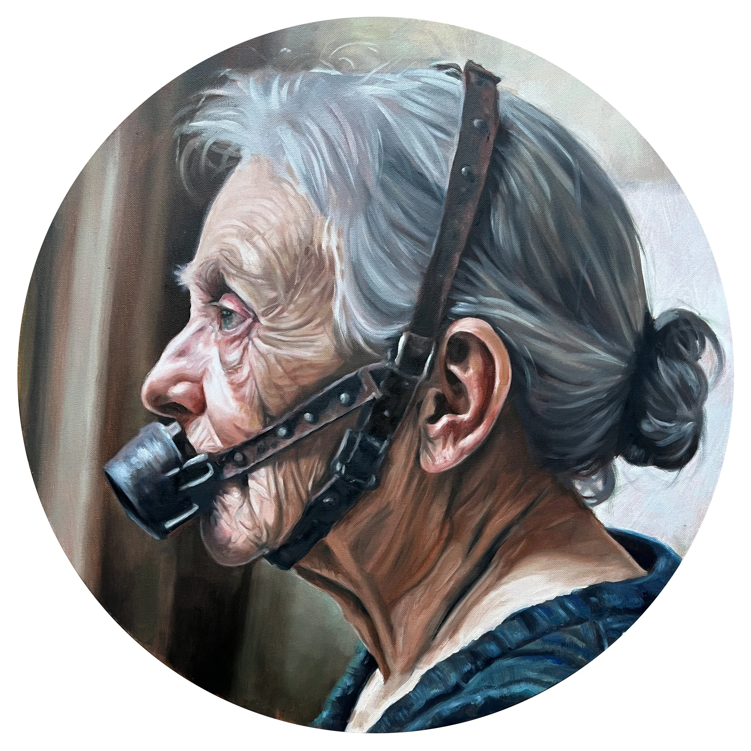 Aphasic - oil on canvas - 60 cm tondo