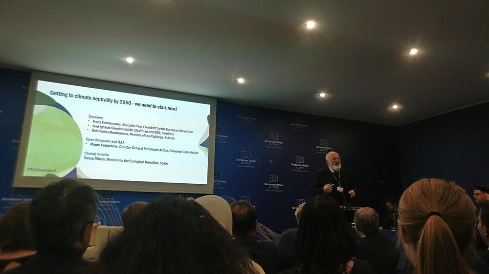 Frans Timmermans, Executive Vice President of the European Commission, presents the European Green Deal at the EU Pavilion’s “High Level Event on Long Term Strategy”