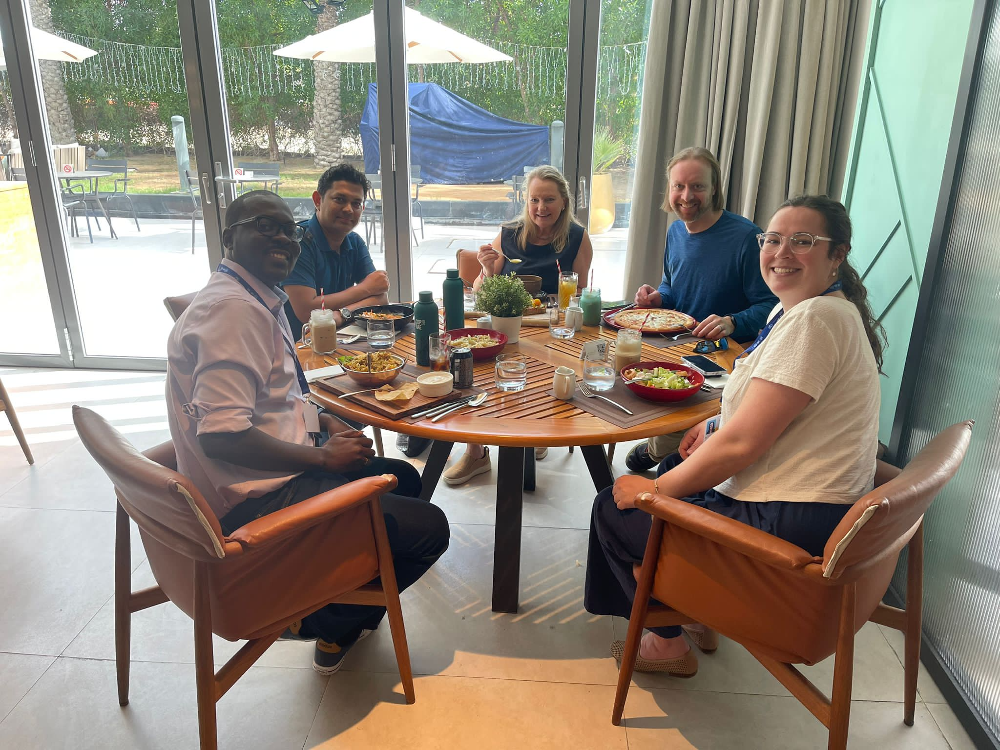 Mieke, Travis, Bethany, Seth, and Easwar at Lunch.png