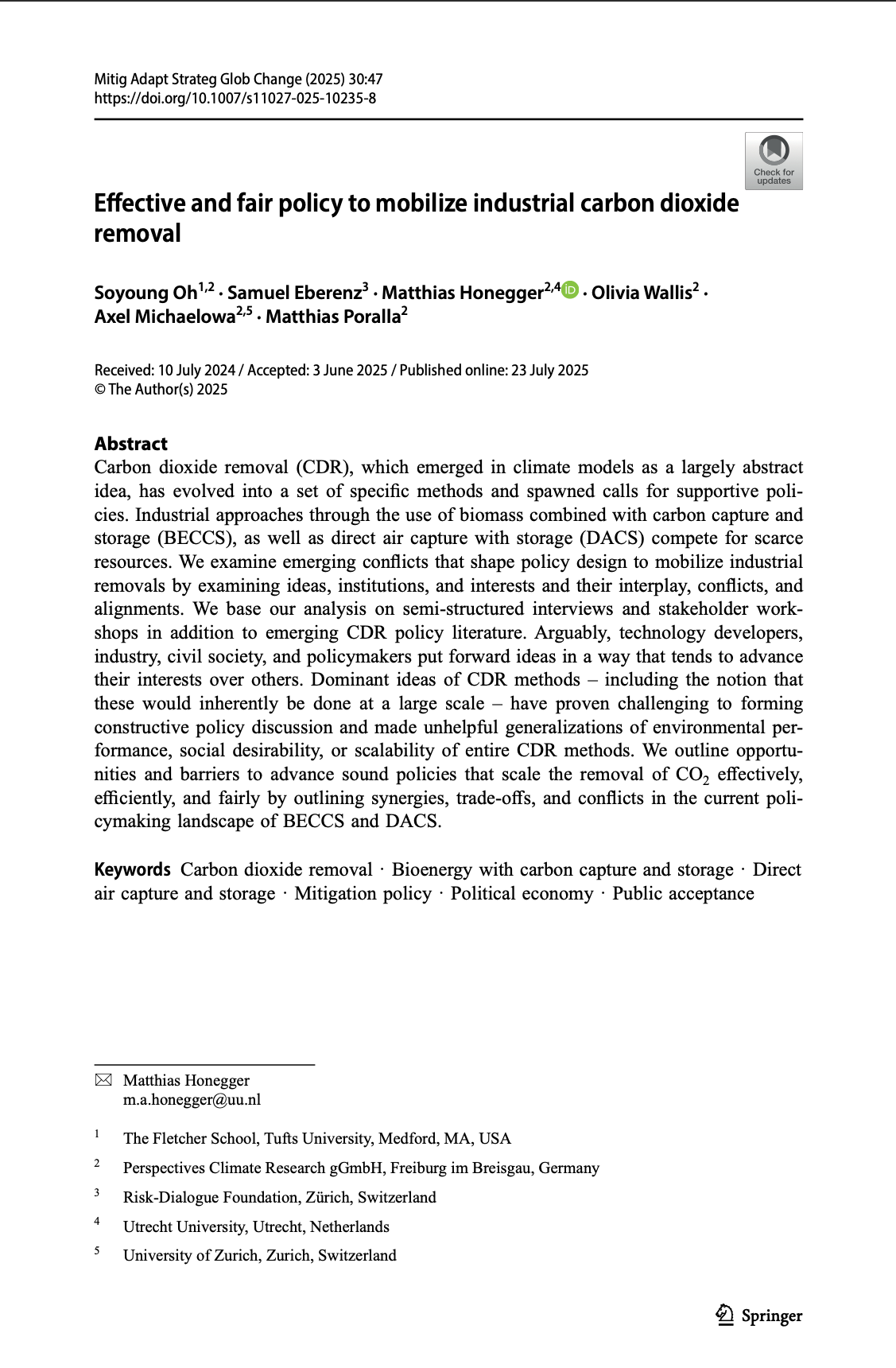 Effective and fair policy to mobilize industrial carbon dioxide removal