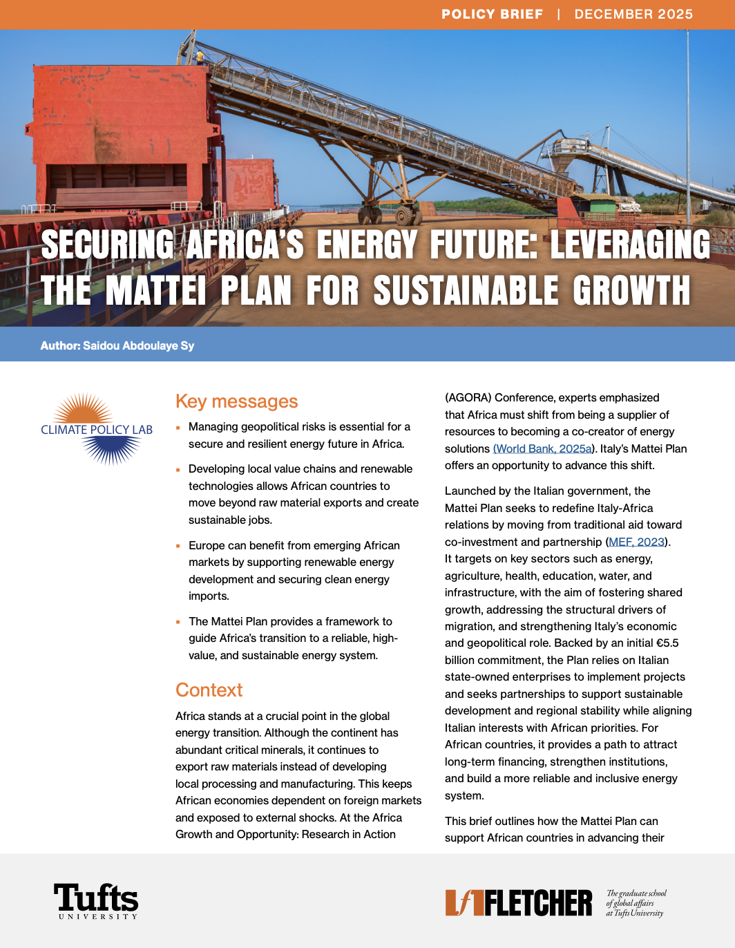 Securing Africa’s Energy Future: Leveraging the Mattei Plan for Sustainable Growth 
