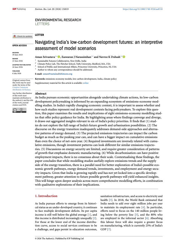  Navigating India’s low-carbon development futures: an interpretive assessment of model scenarios