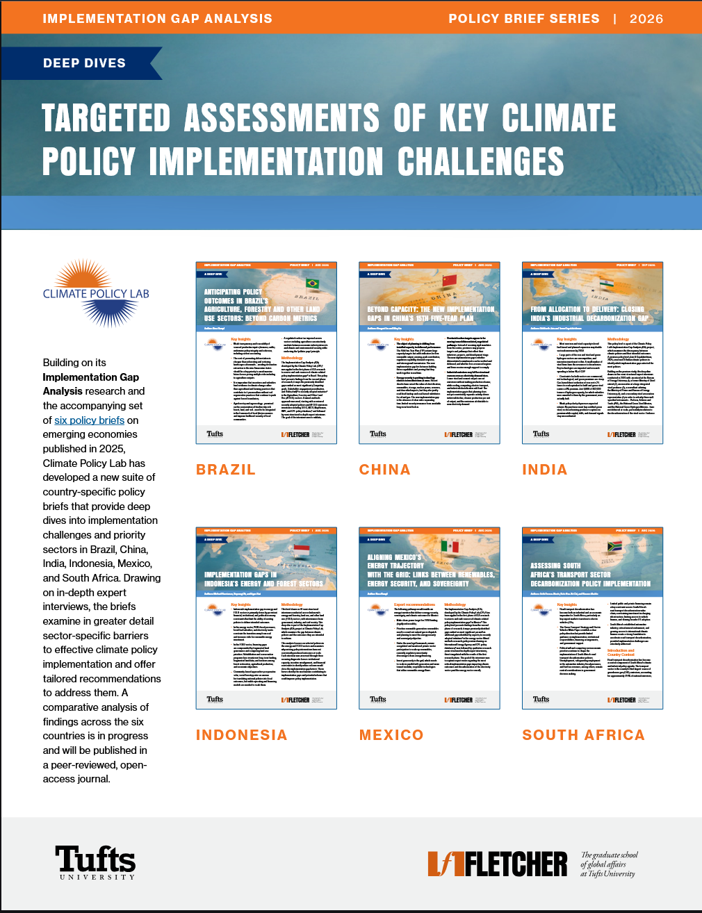 Climate Policy Lab's Implementation Gap Analysis -- Series of Six Policy Briefs. [Download the whole series.]