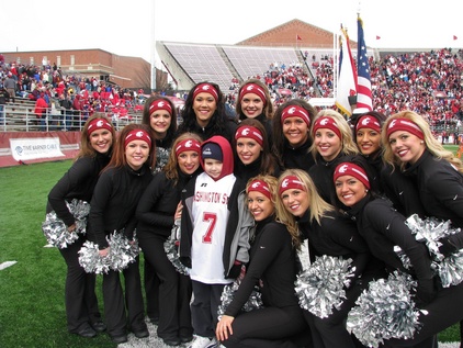 Brandon loved the ladies! Here he is with the Washington State University cheerleaders.
