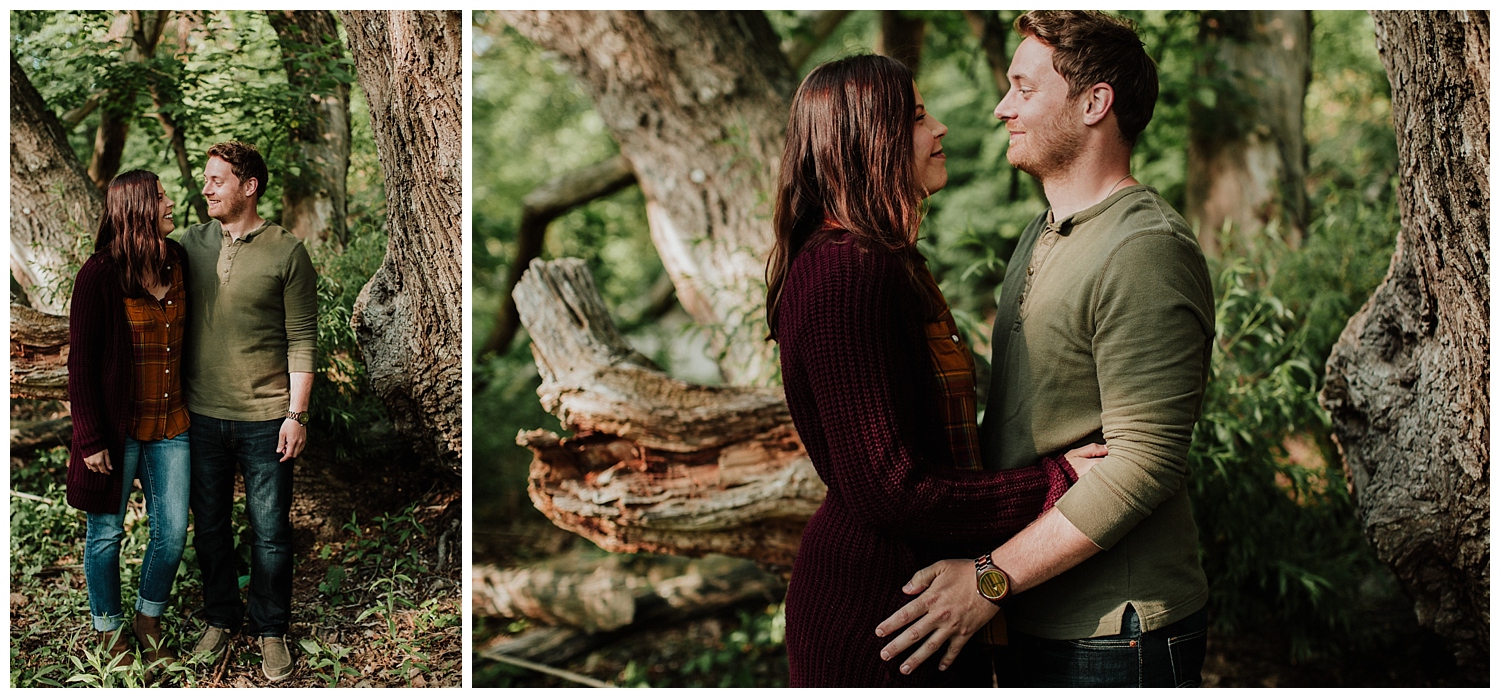 engagement photos in woods
