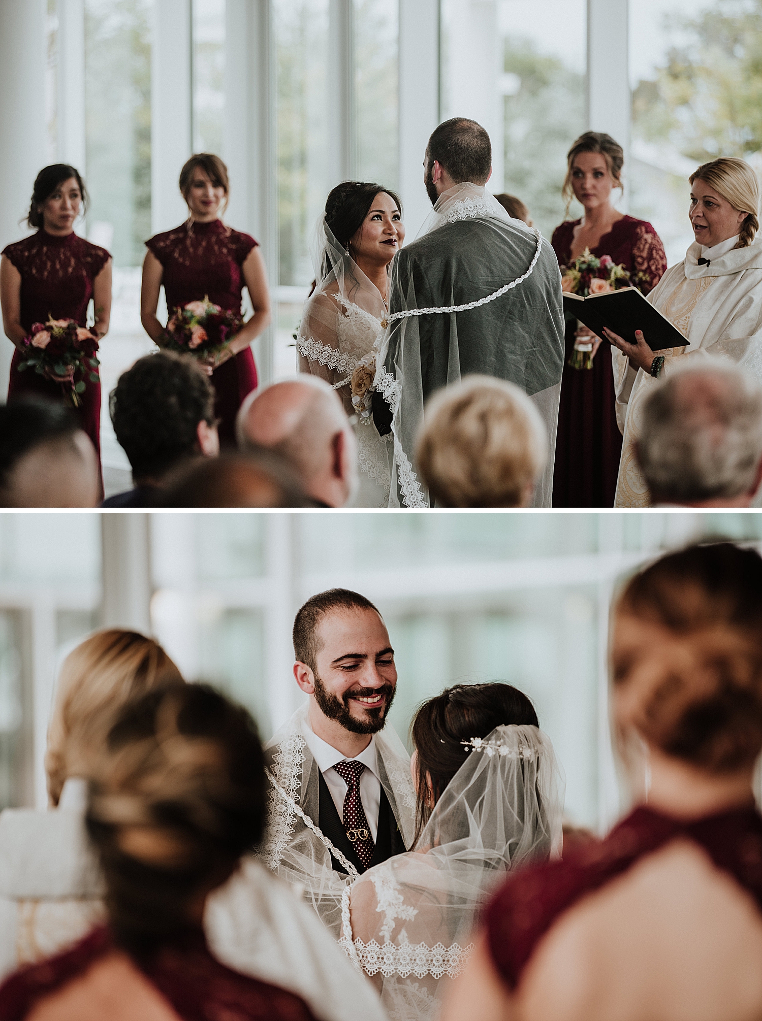 emotional bride and groom exchanging vows