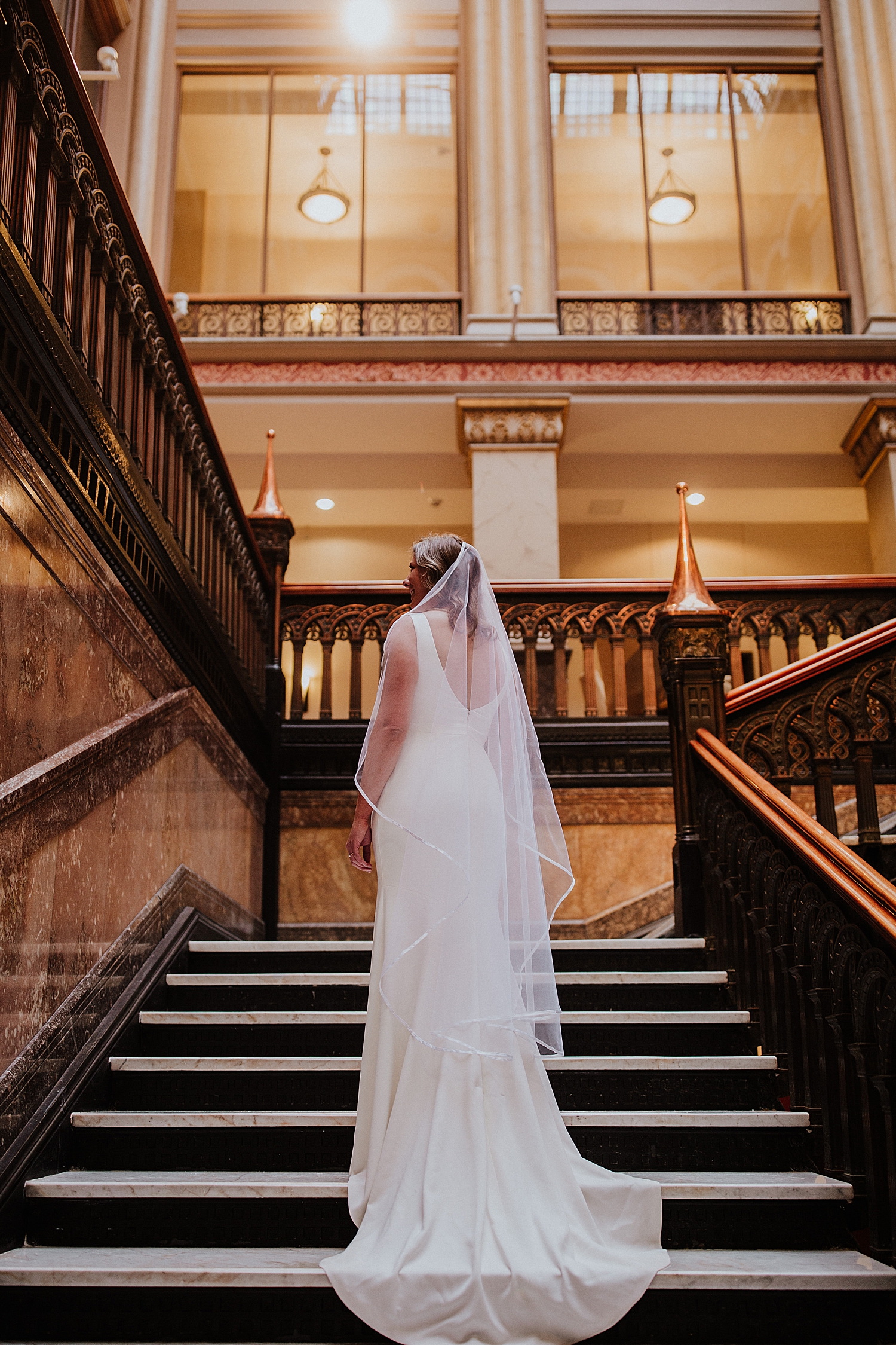 Bridal portrait Hilton Garden Inn stairs