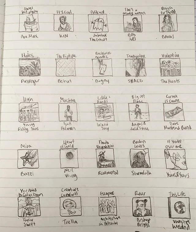 A little discography art on the plane ✏️ 🎶 #spotify #doodling