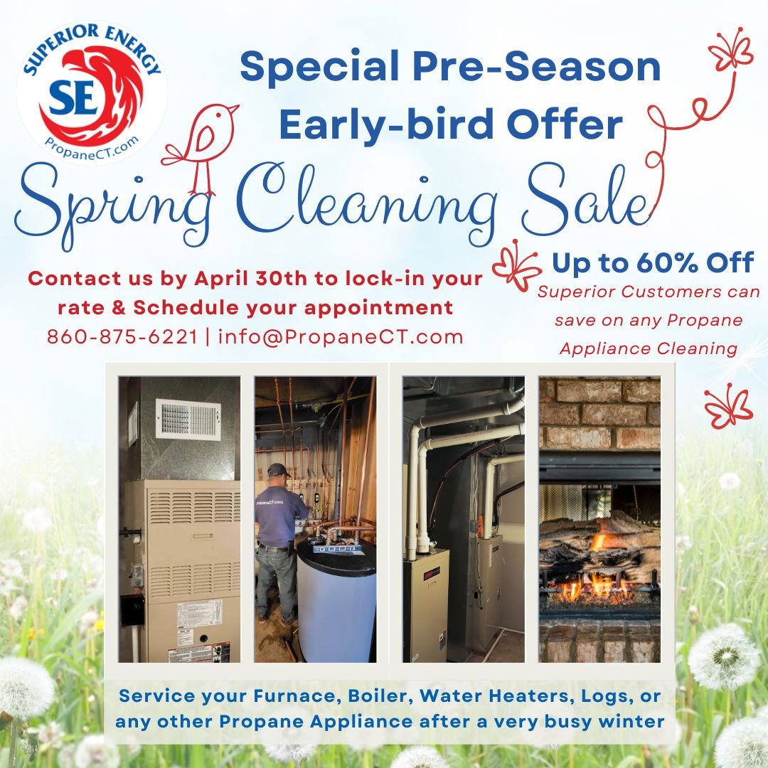 ⏰ TODAY is your last chance to lock-in our Spring savings! ⌛

🐥 Get your special early-bird Spring rate on any pre-season cleaning performed by August 31st. Contact us TODAY to schedule a discounted cleaning on your furnace, boiler, water heater, fi