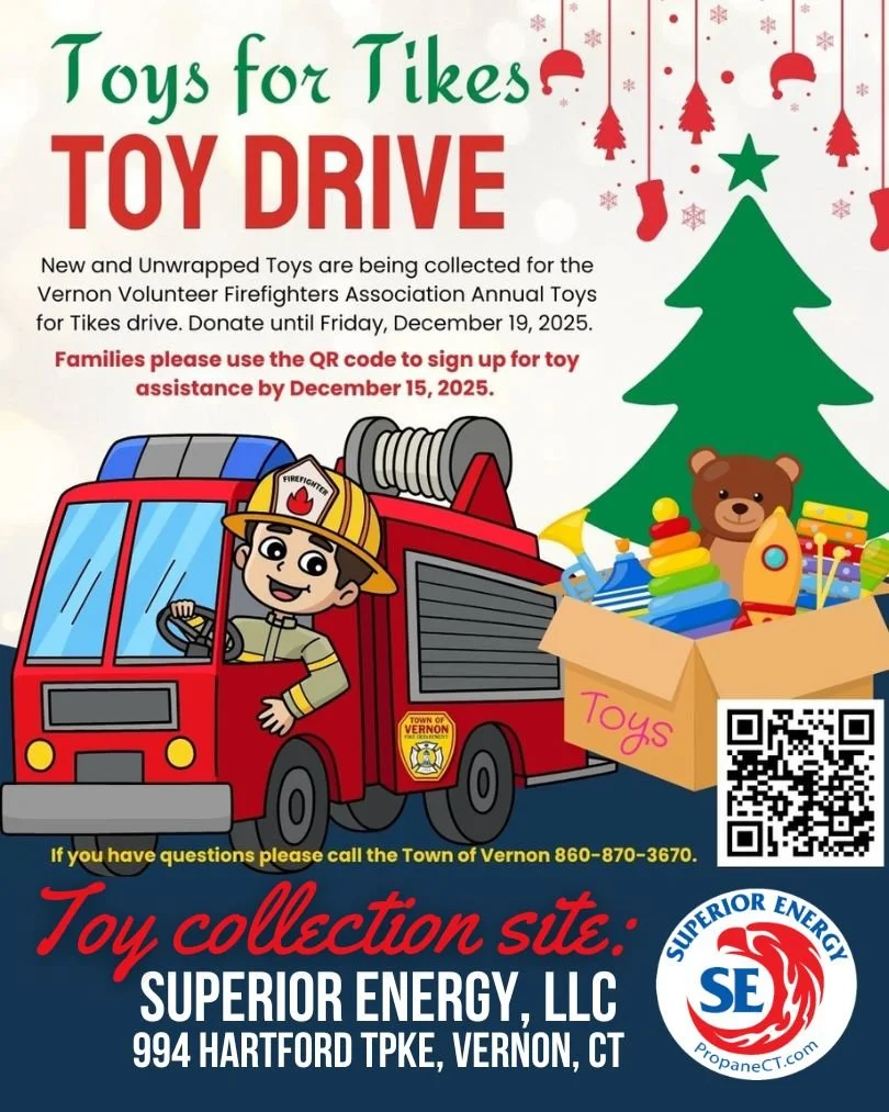 TOY DRIVE FINAL DAY! 🎁
Drop off donations through TOMORROW (12/18) at:
📍 994 Hartford Turnpike, Vernon

🚒 Vernon Fire volunteers pick up at 1 PM Friday &mdash; help us STUFF THE TRUCK!

Our community needs us more than ever.
👉 PropaneCT.com/givin