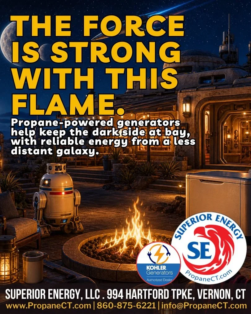 The Force is strong with this flame. 🔥
From backyard fire pits to backup generators, propane helps keep the dark side at bay.

Propane: The Energy Source from a Less Distant Galaxy. 🌌
May the 4th be with you from your local Superior Energy team.

P