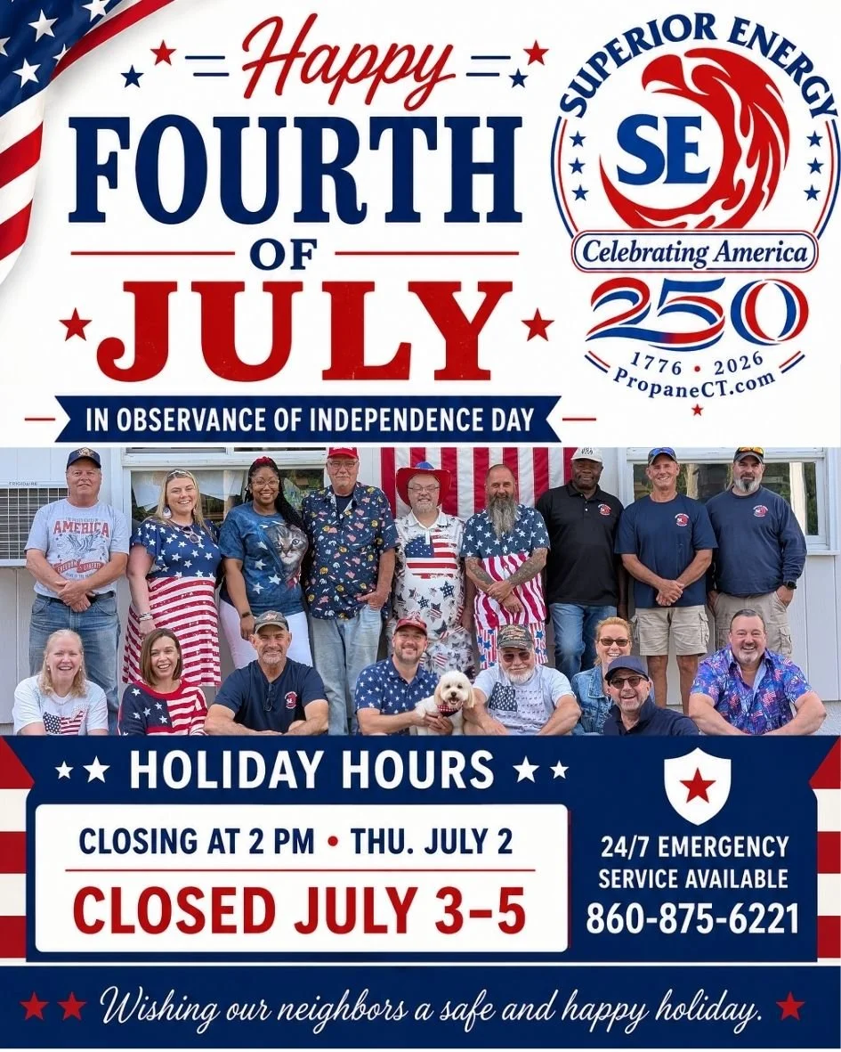 🇺🇸 Wishing our neighbors a safe, happy, and festive Fourth of July week as we celebrate America 250. 

Office Holiday hours:
🎇 Closing at 2 PM - Thursday, July 2
🎆 Closed July 3&ndash;5

24/7 emergency service remains available: 860-875-6221