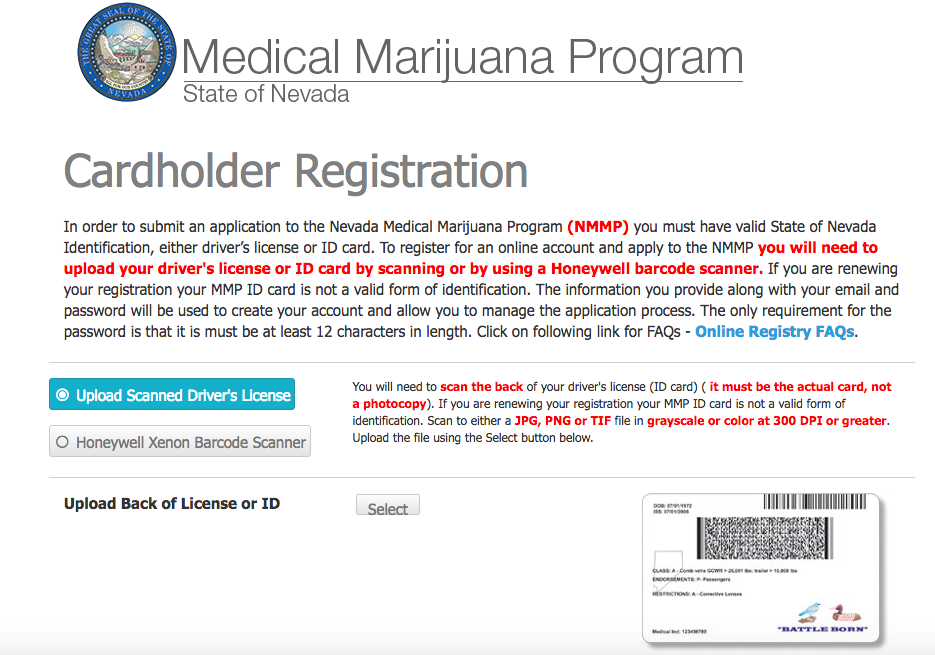 Getting your Nevada Medical Marijuana card starts with this online application.