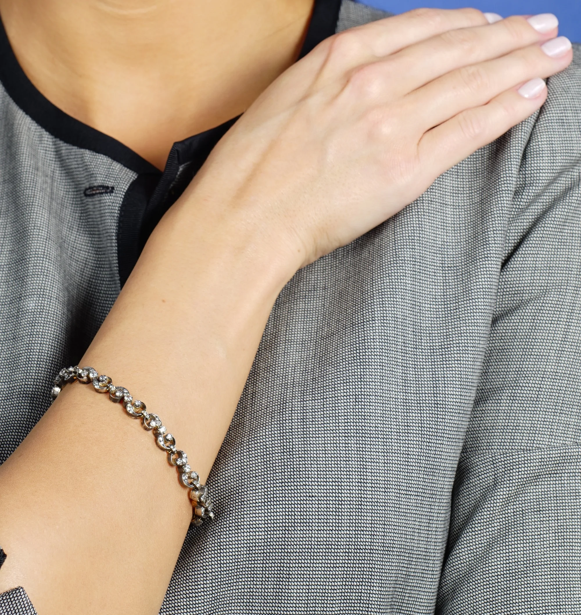 Iskenderian Bracelet Antique Diamond Silver Gold B17134.jpg