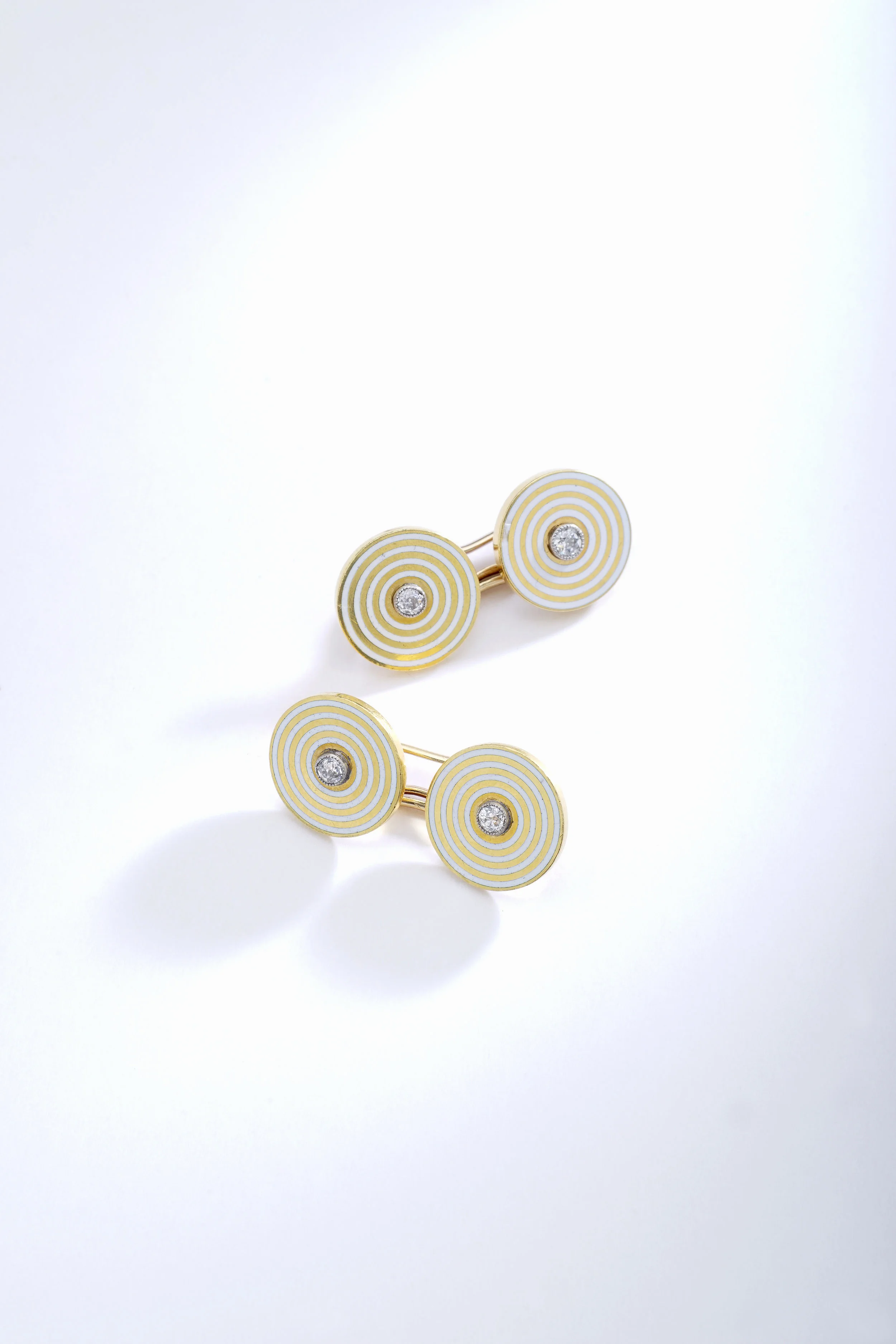 Iskenderian Cufflinks Enamel Diamond Gold A16692.jpg