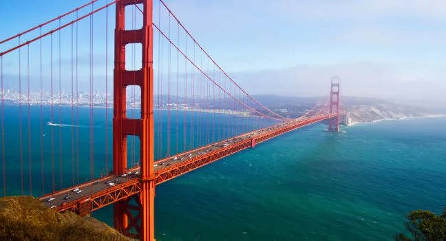 The sparkling Golden Gate Bridge, a symbol of San Francisco