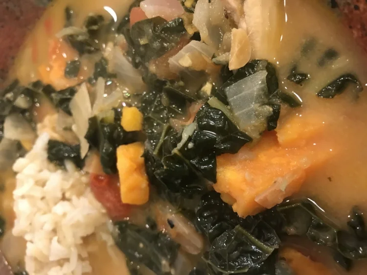 West African Peanut Soup with Chicken and Brown Rice