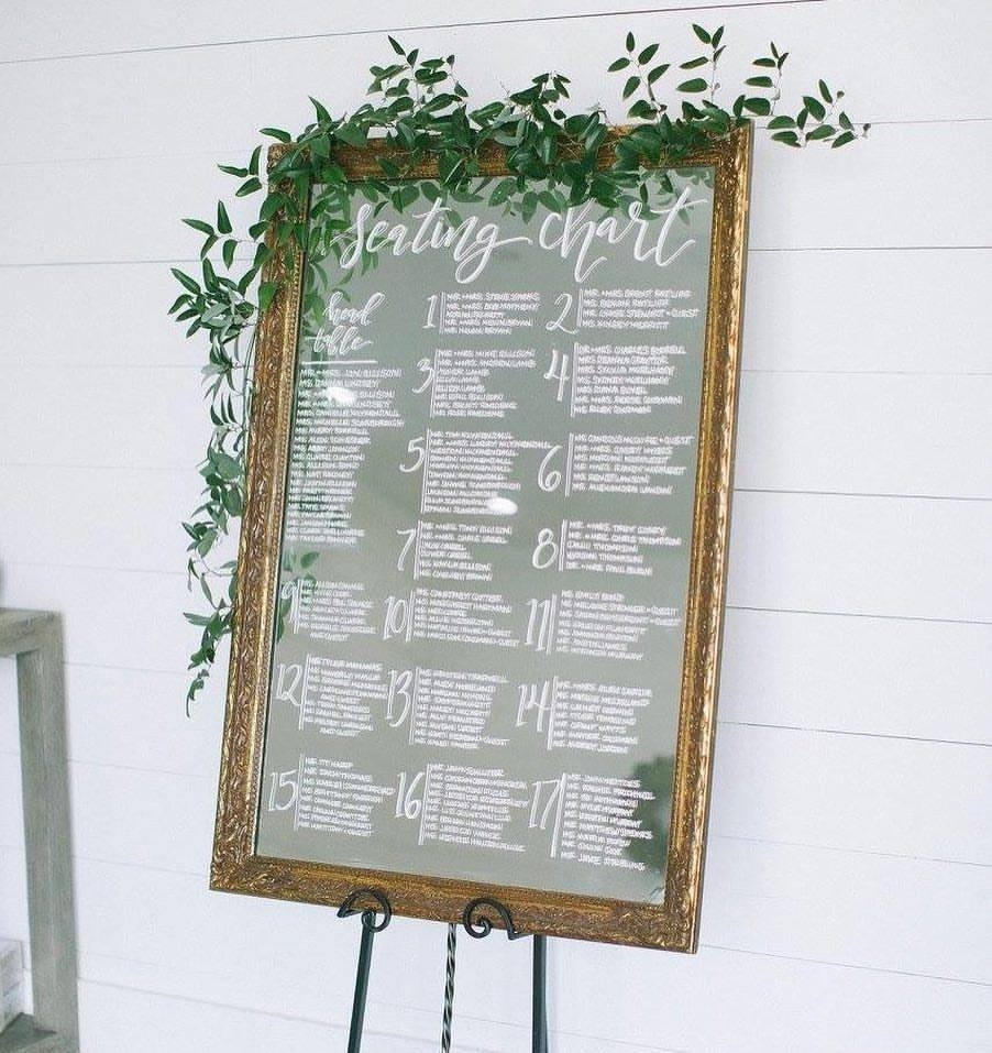 Seating Chart on Vintage Mirror