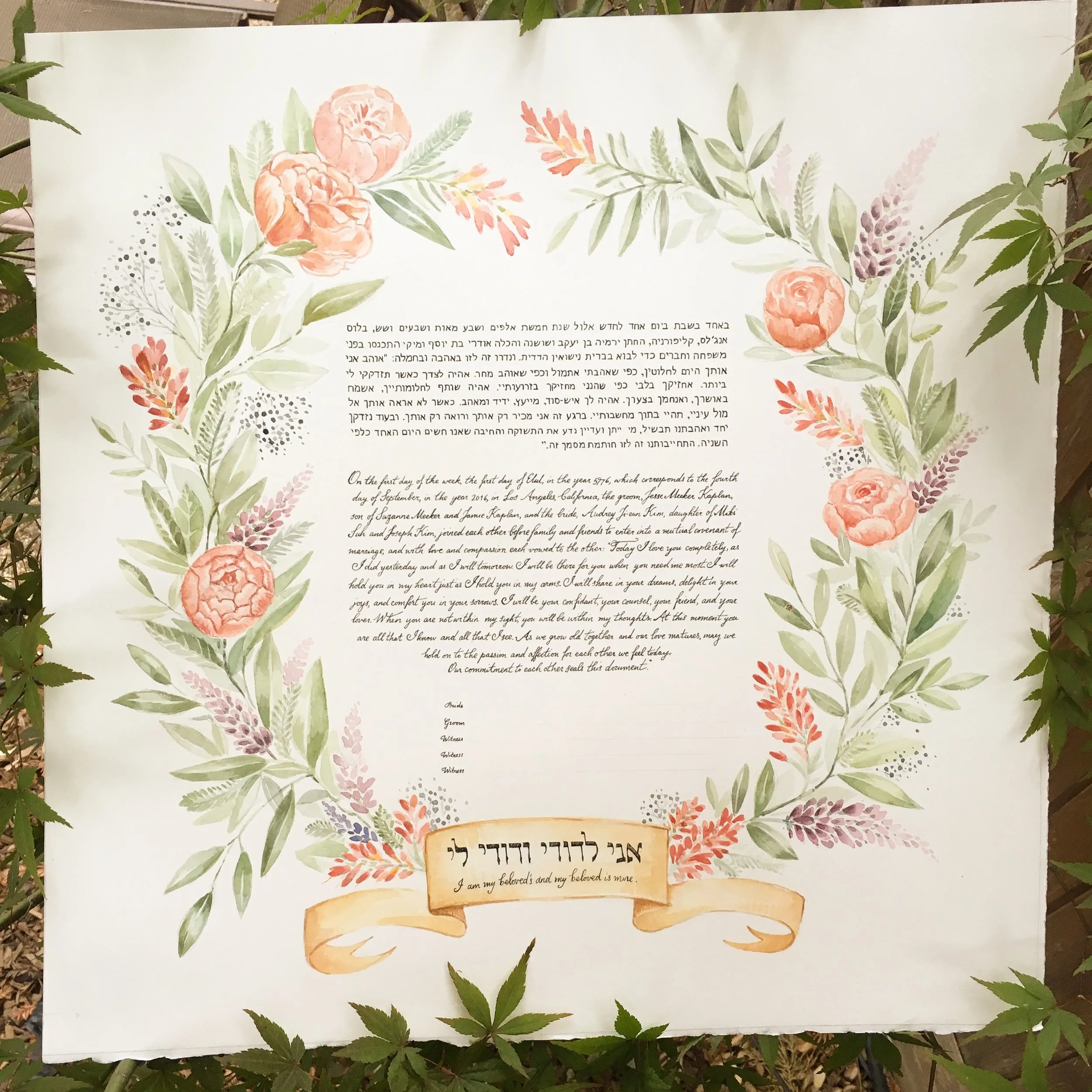Ketubah Indian Paintbrush Wreath
