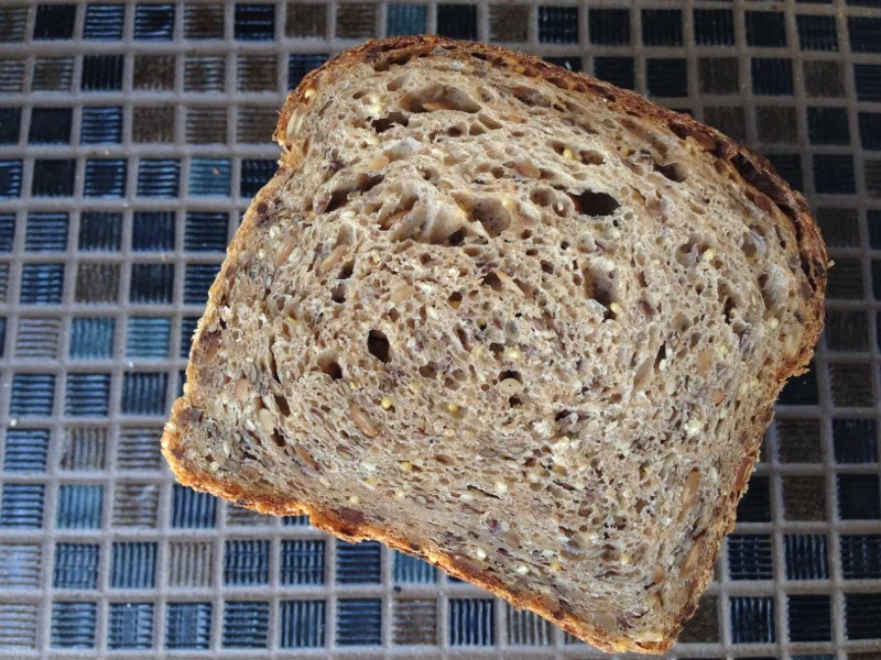 Millet, Sunflower, Flax, Amaranth and Sesame Naturally Leavened Sandwich Bread.
