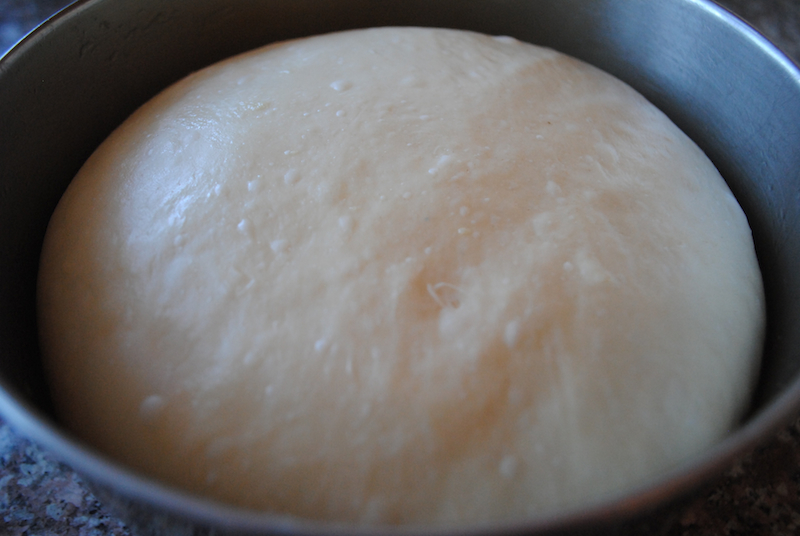 Notice the small air bubbles on the surface. If you were to touch this dough it would feel slightly airy yet still springy.