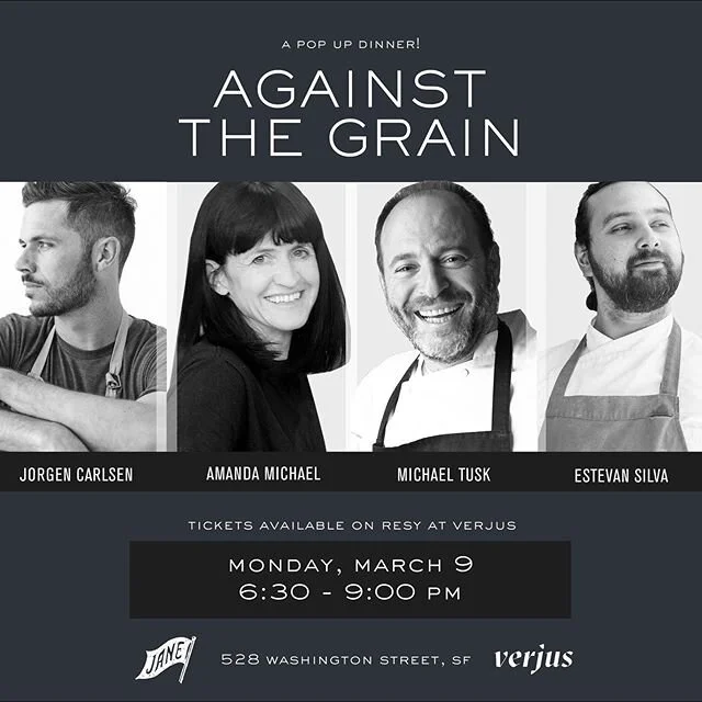 Jane x Verjus grain based dinner this coming Monday 3/9. Get your tickets on Resy. Hope to see you there!