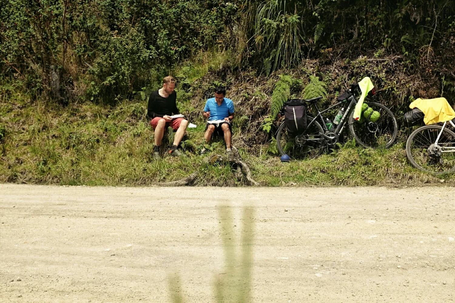 We found some space to eat in a ditch.