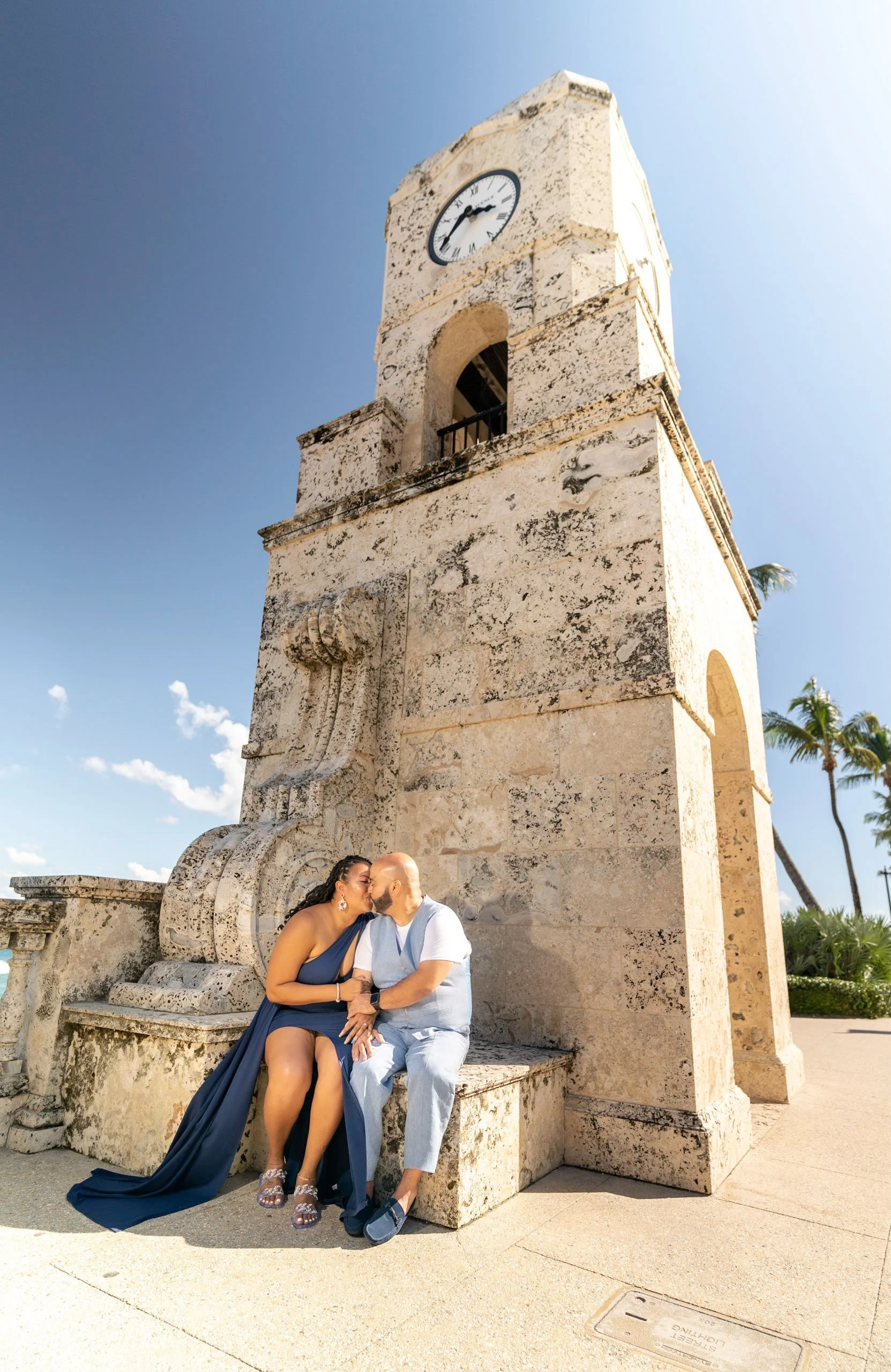 Palm Beach Clock Tower Engagement Photoshoot