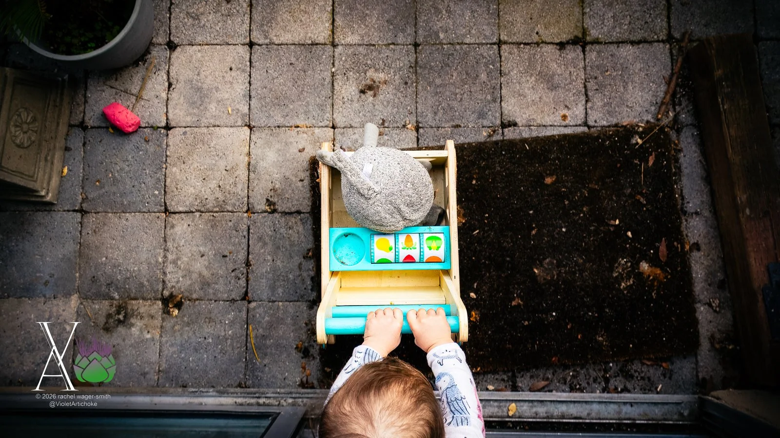 Baby Pushing Shopping Cart