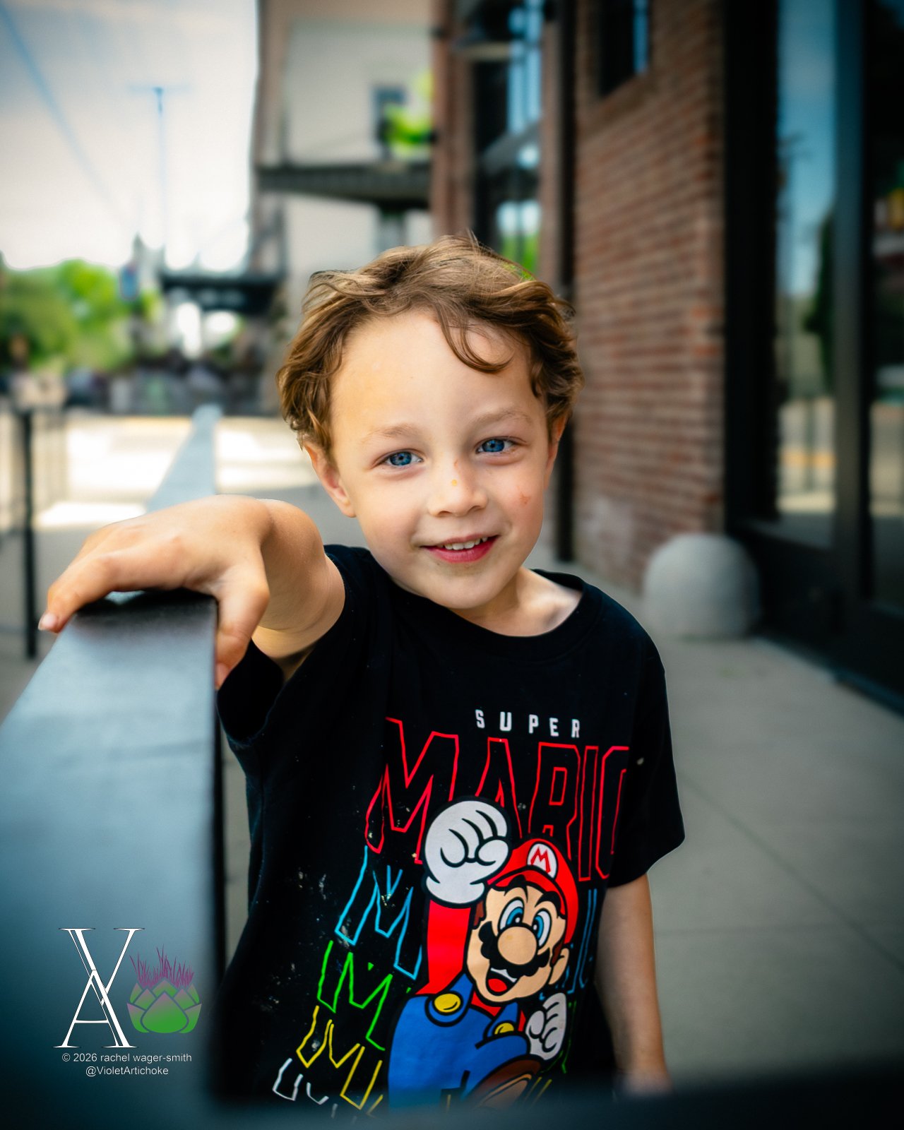 Young Boy in Super Mario Shirt