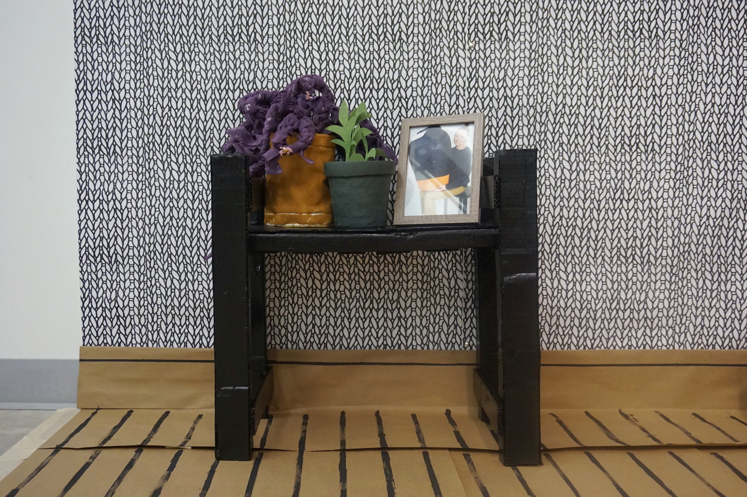 Shelf with Plants and Portrait