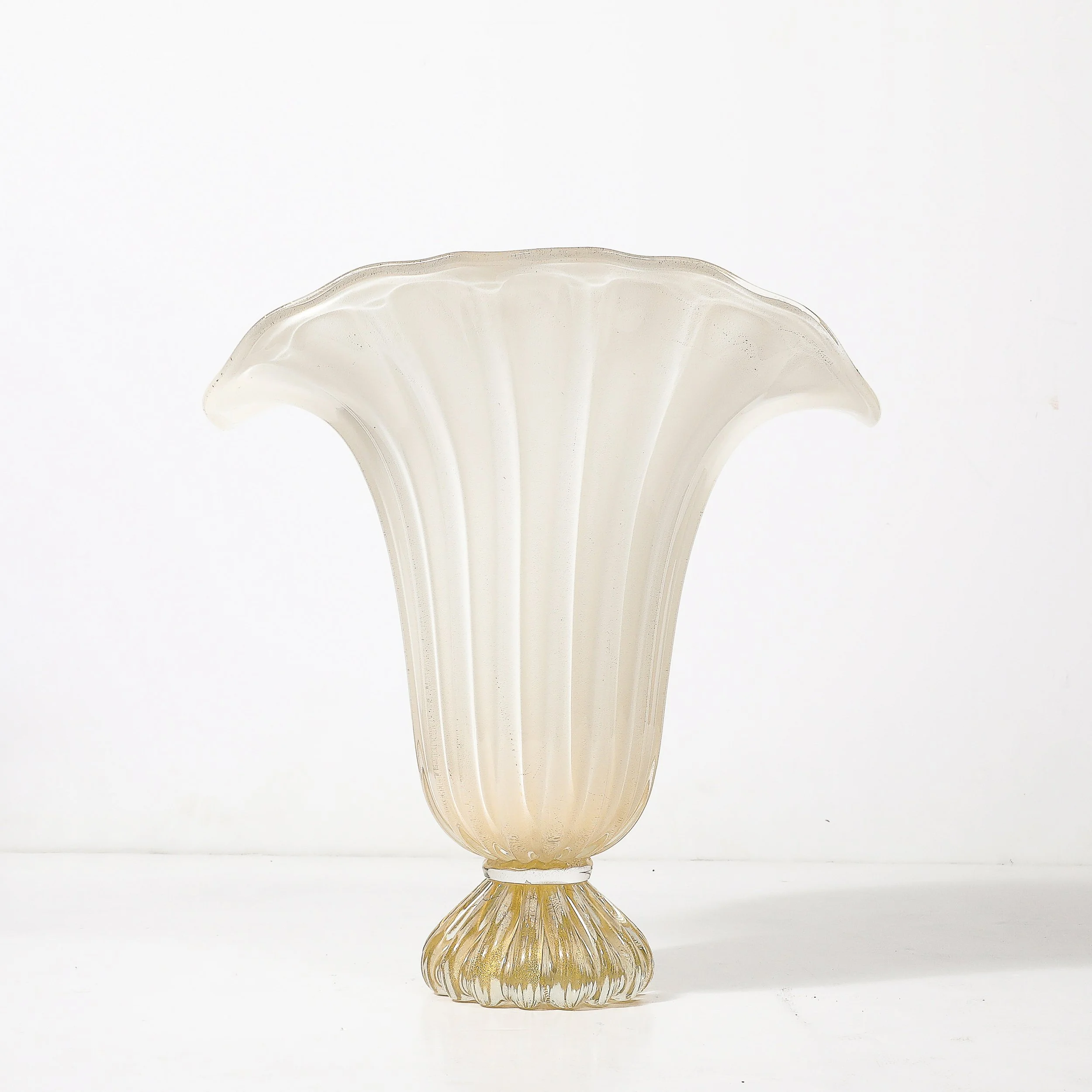 Modernist Hand-Blown Murano Pearlescent Glass Vase w: 24 Karat Gold Flecks - High Style Deco 9.jpg