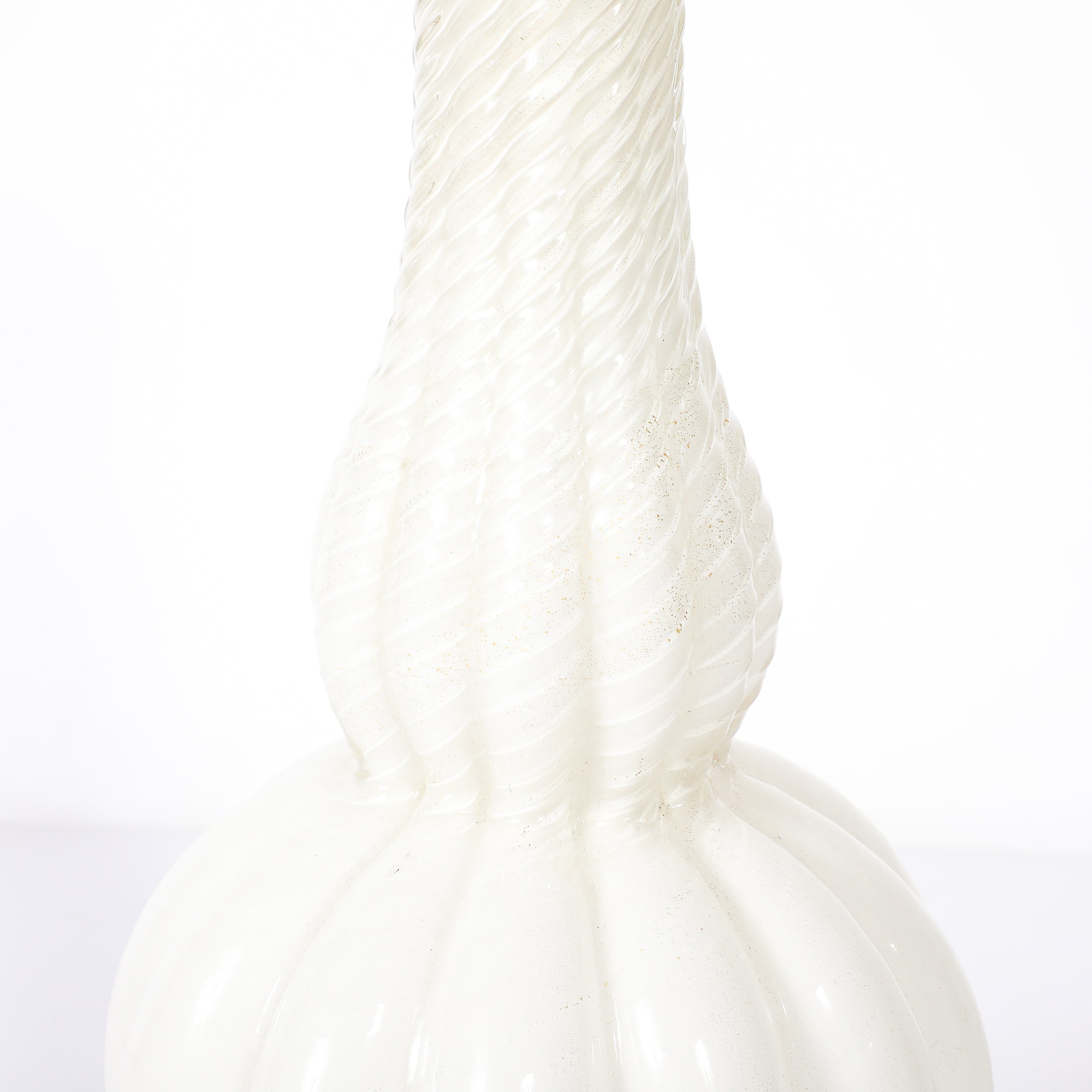 Pair of Mid-Century Modern Hand-Blown Murano Fluted Off White Glass Table Lamps - High Style Deco 15.jpg