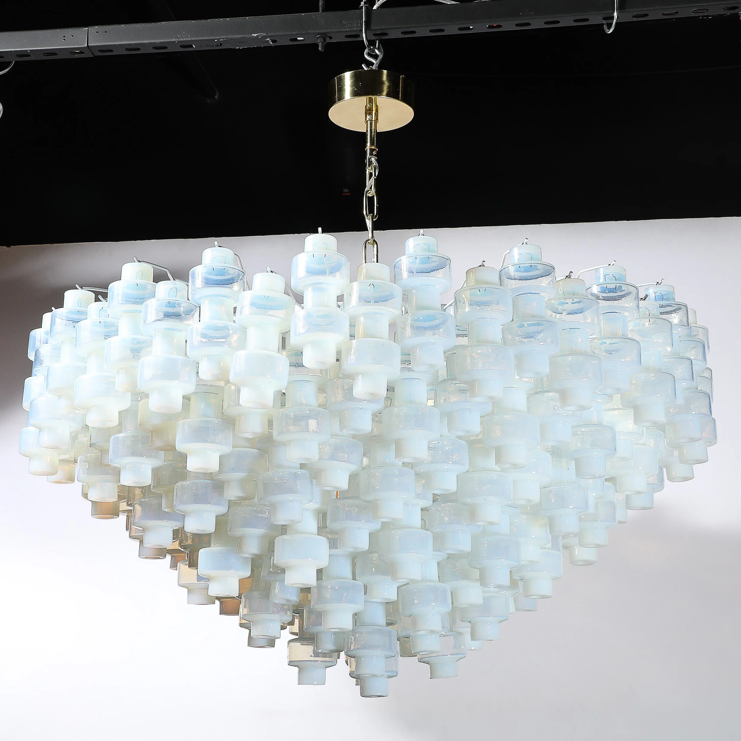 Modernist Hand-Blown Murano Opalescent Barbell Chandelier with Brass Fittings - High Style Deco 8.jpg