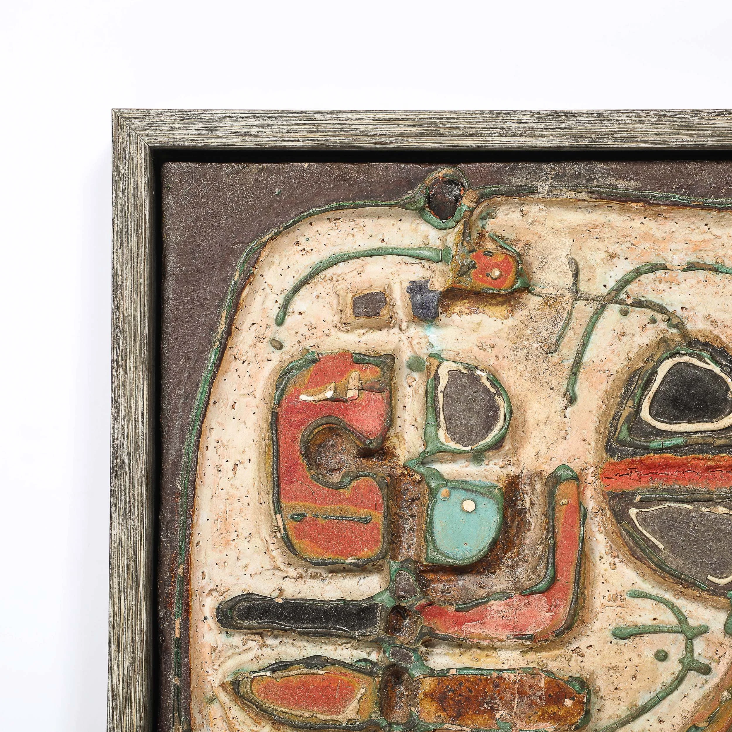 Mid-Century Abstract Glazed Earthenware Plaque in Burnt Umber, Cream & Red Hues - High Style Deco 4.jpg